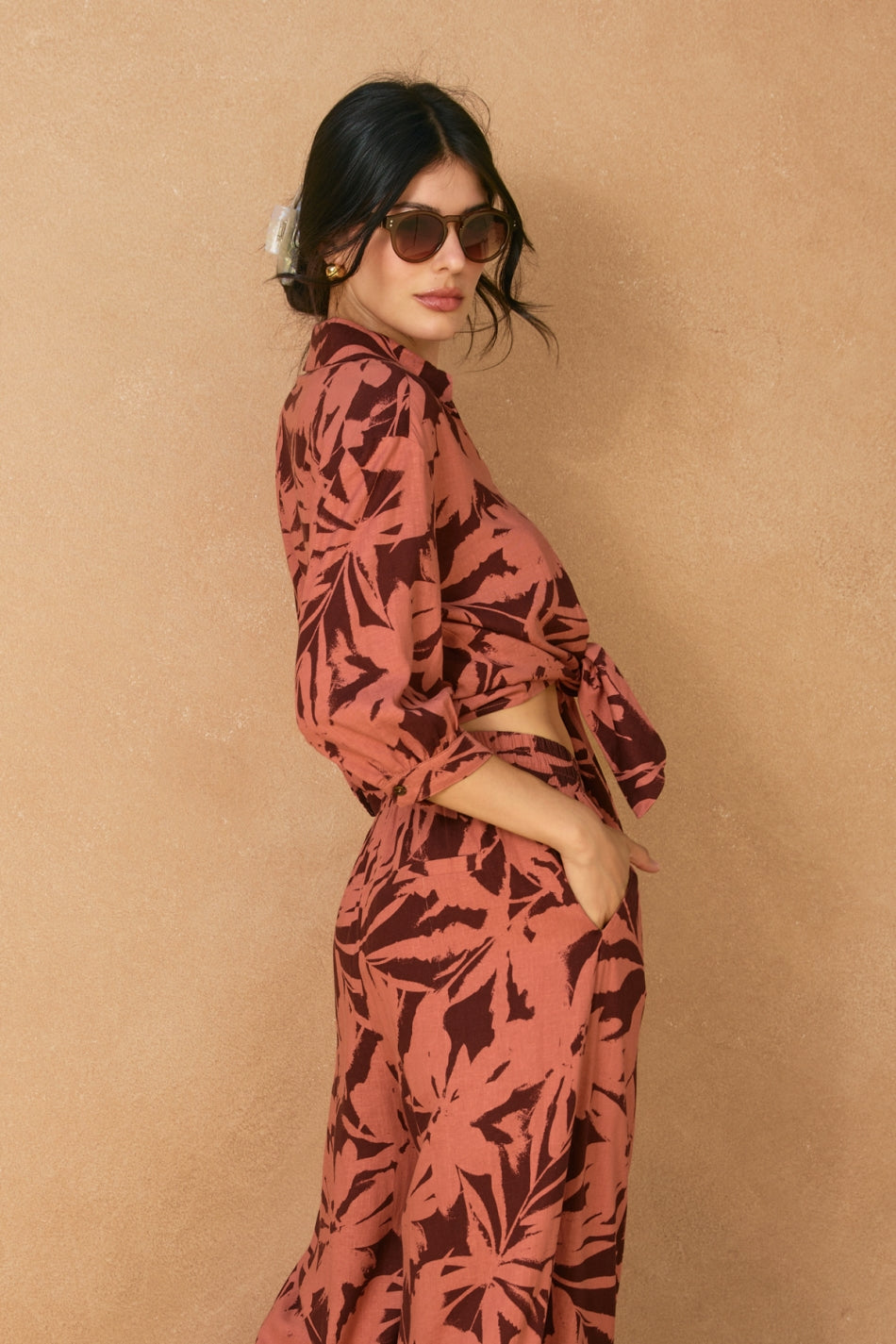 Spiced Petals Knot Front Shirt