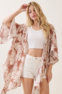 Tropical Print Kimono Cardigan