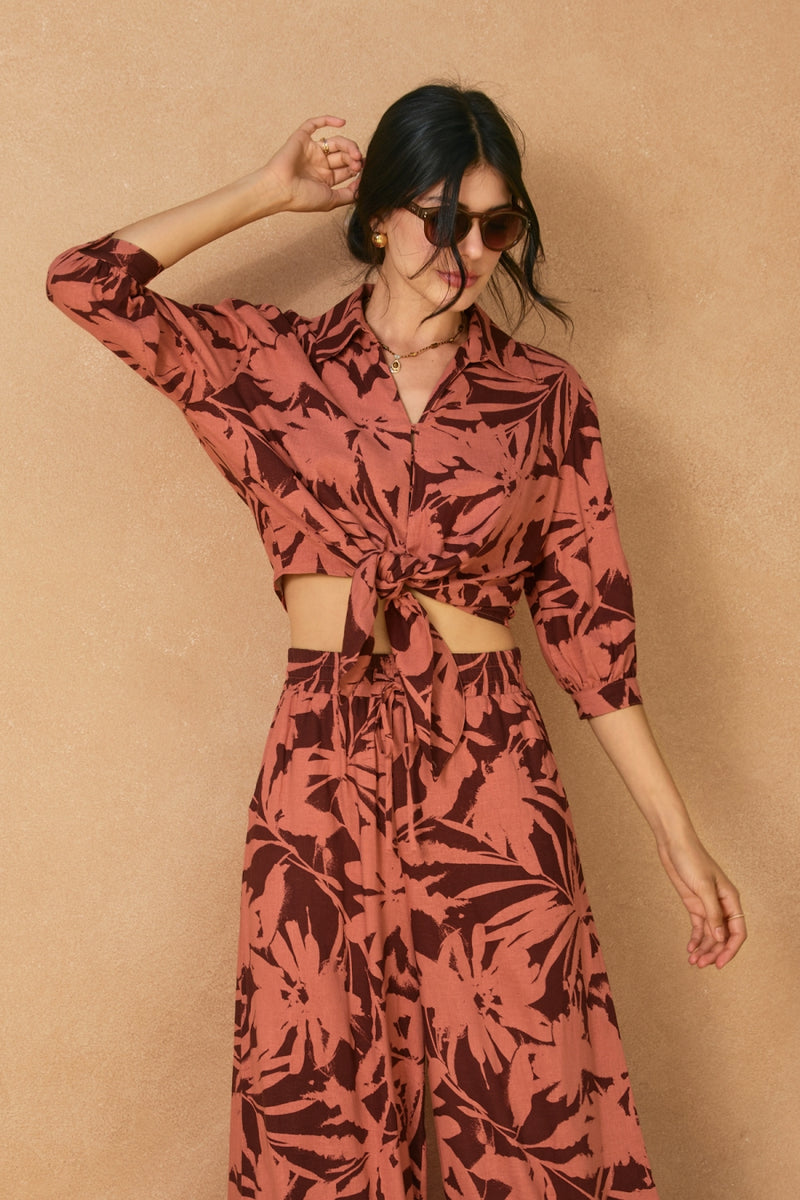 Spiced Petals Knot Front Shirt