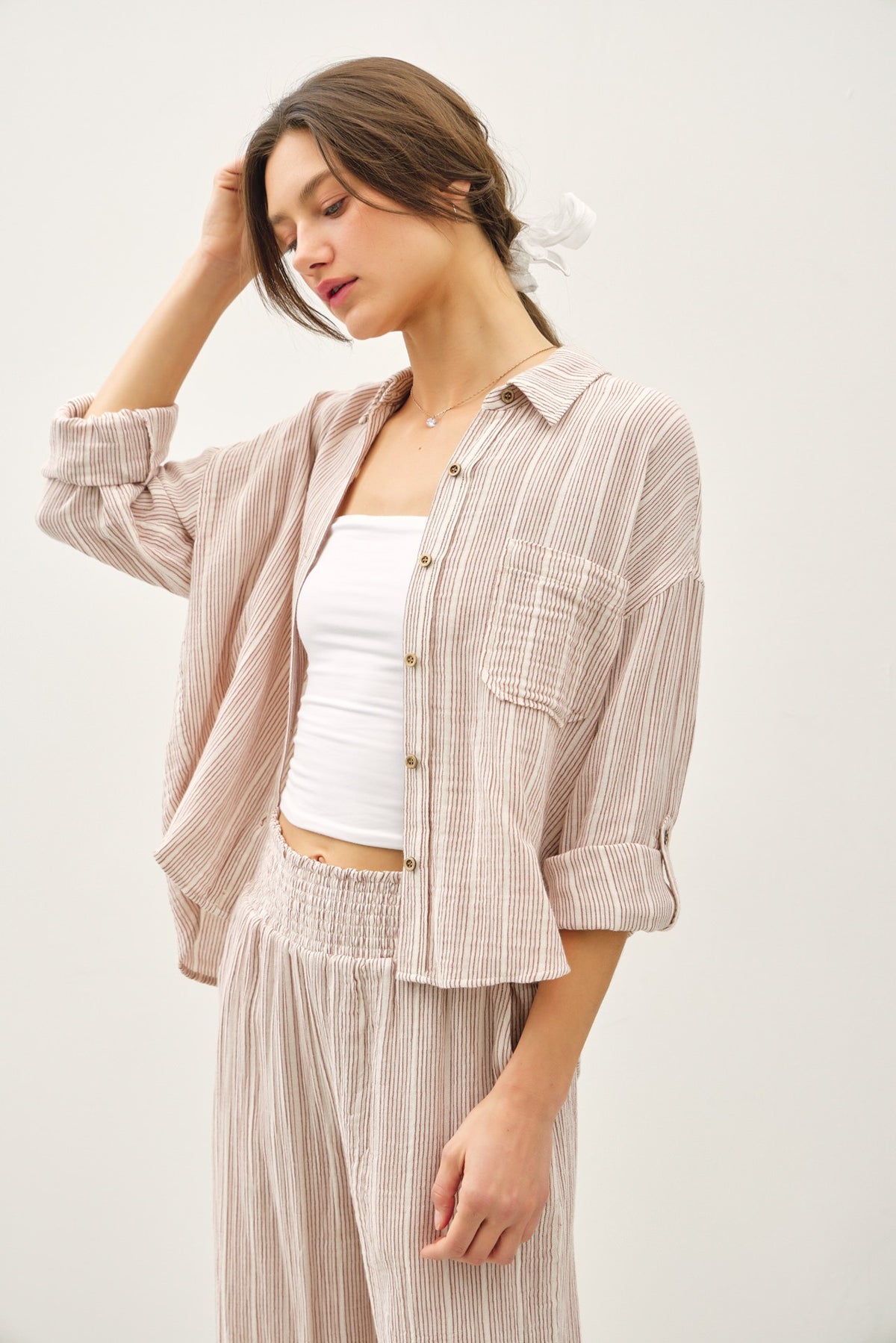 Pinstripe Cotton Button-up