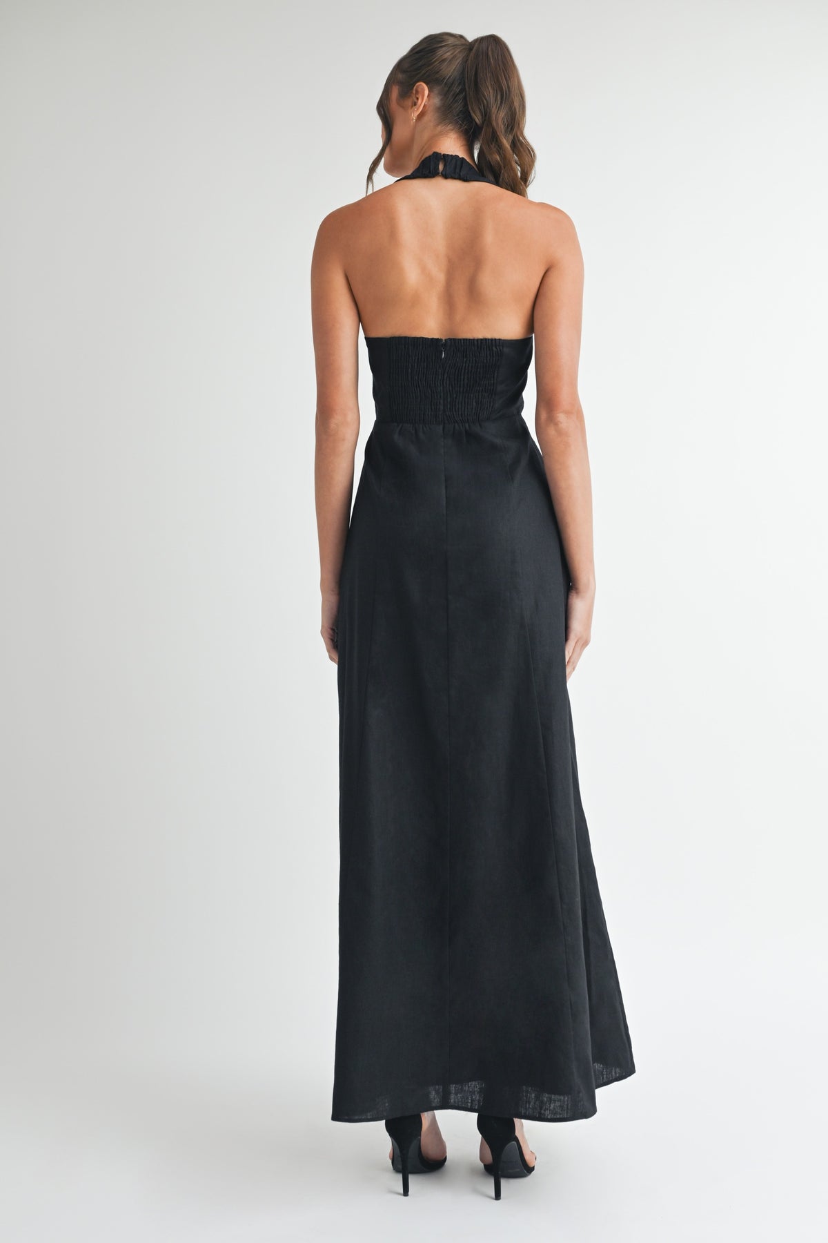 Front Detail Linen Maxi Dress M Front Detail Linen Maxi Dress M