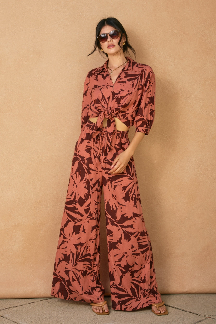 Spiced Petals Knot Front Shirt