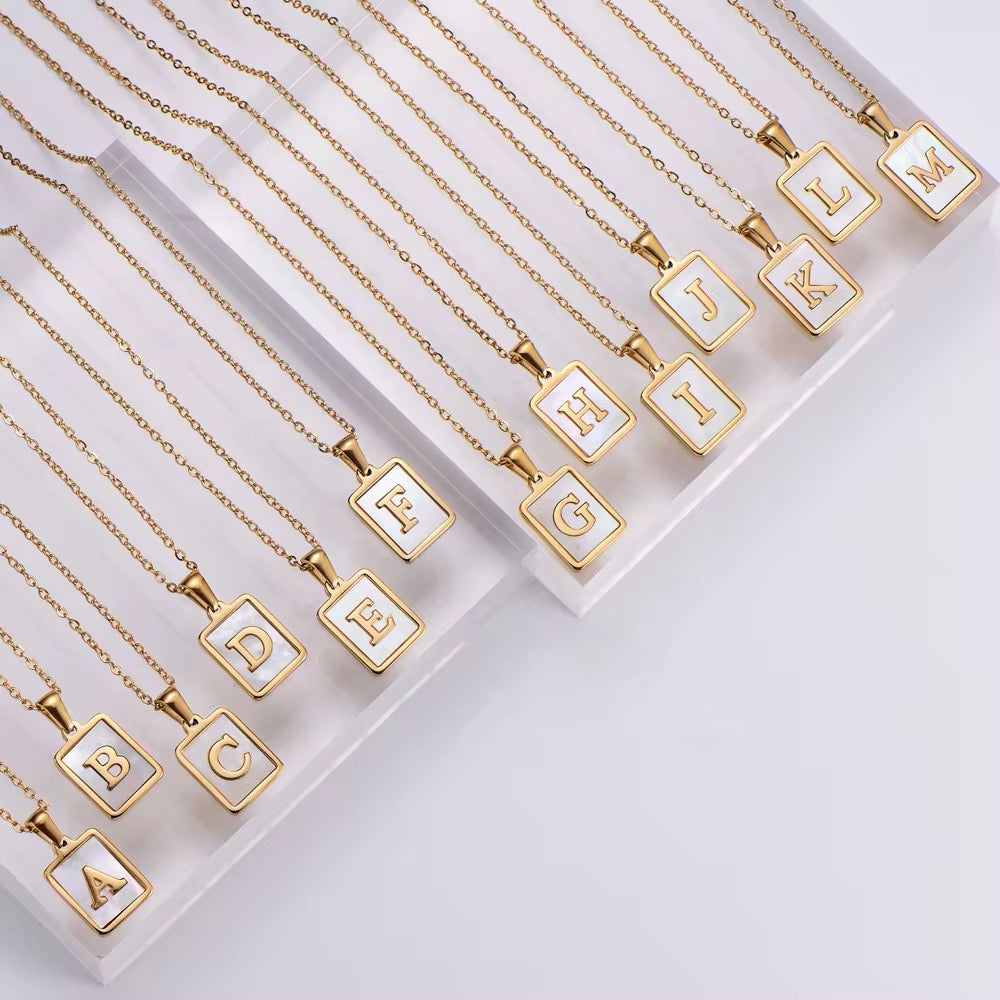 Gold Initial Pearl Necklace