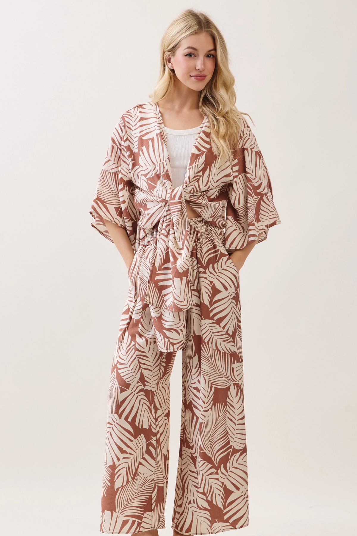 Tropical Print Kimono Cardigan
