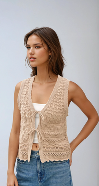 Lauren Crochet Knit Tie Vest