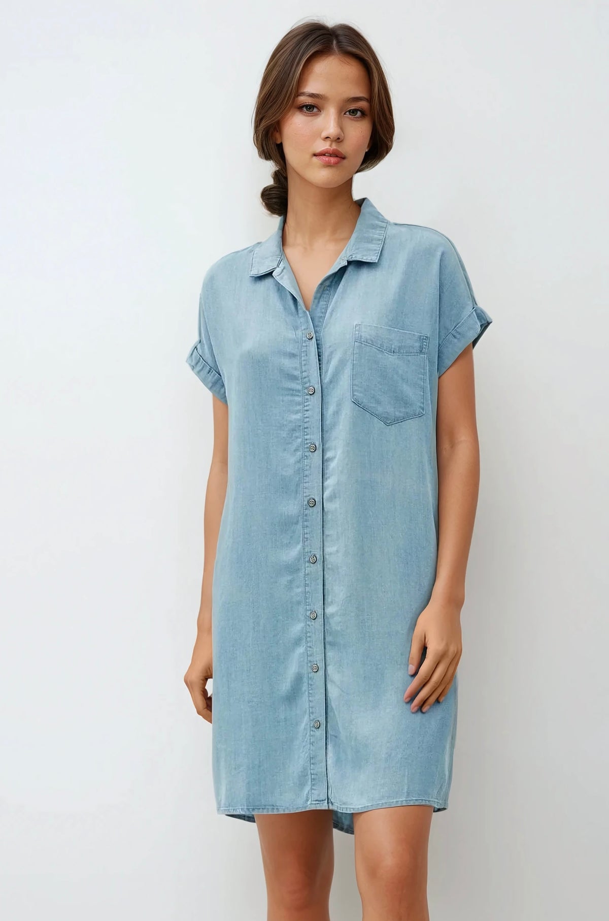 Denim Button Down Tencel Dress LT Wash / S Denim Button Down Tencel Dress LT Wash / S