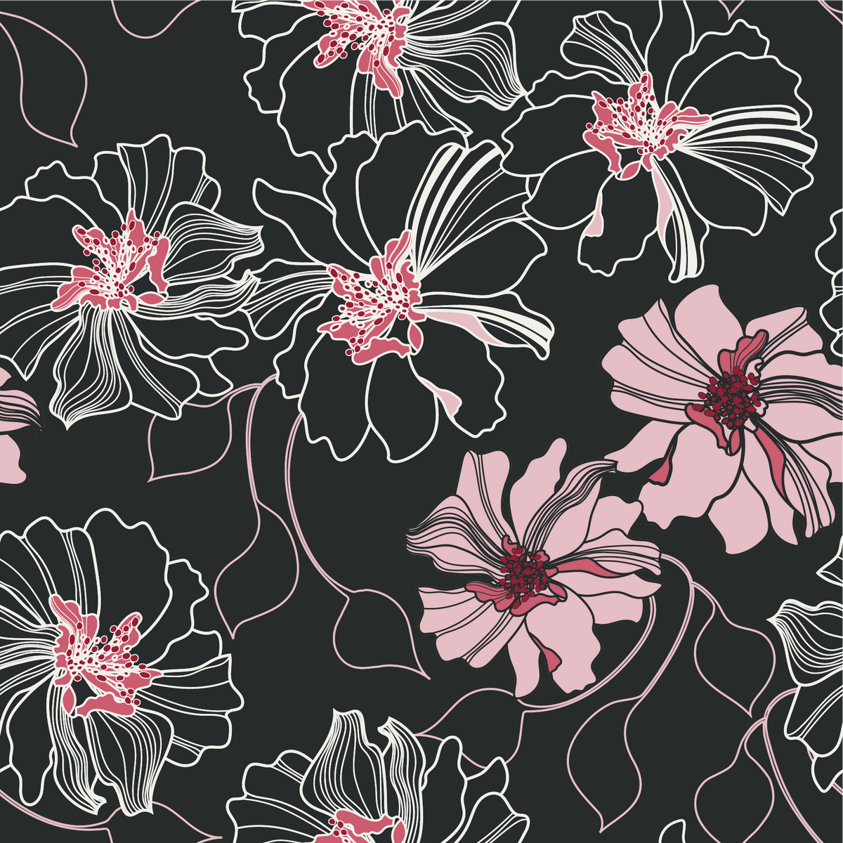 Dark Blooms Microfiber Towel