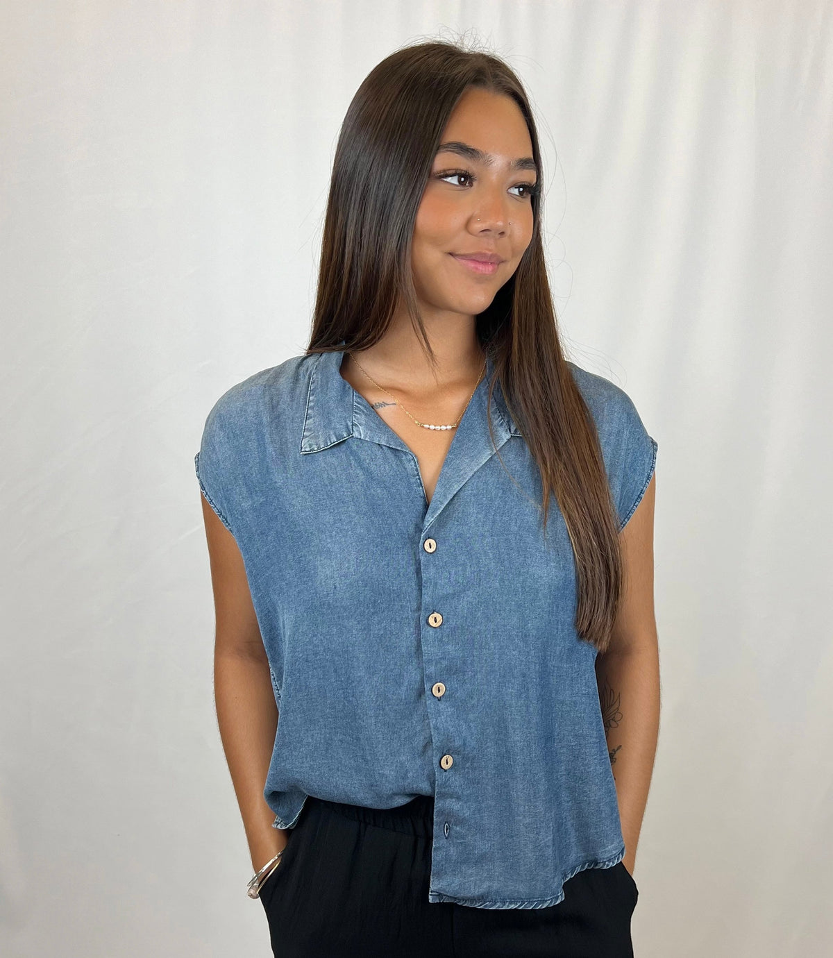 Sylvie Denim Button-up Shirt