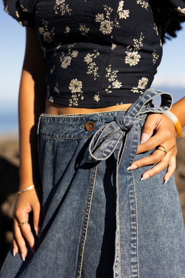 Denim Wrap Skirt