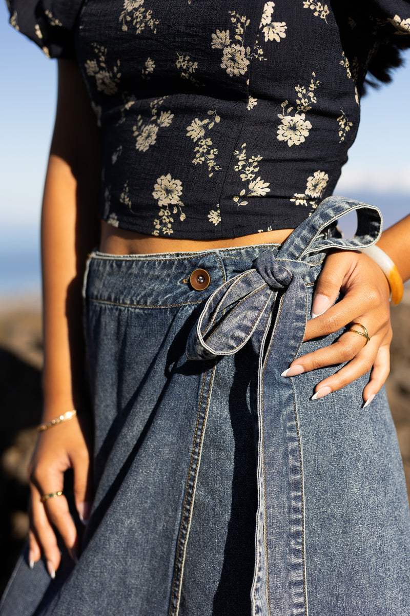 Denim Wrap Skirt