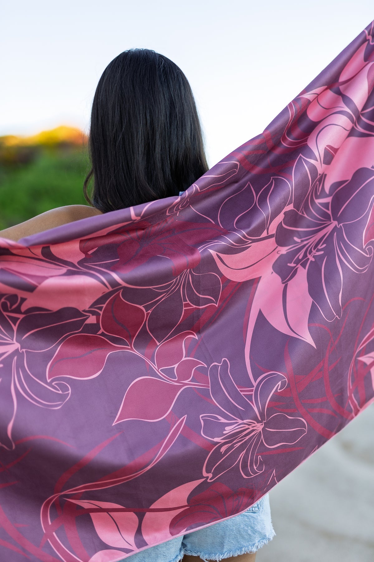 Burgundy Lilies Microfiber Towel