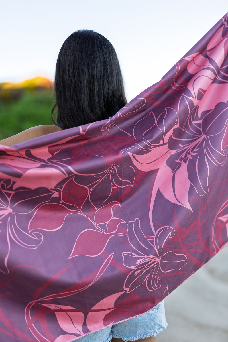 Burgundy Lilies Microfiber Towel