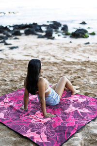 Burgundy Lilies Beach Blanket