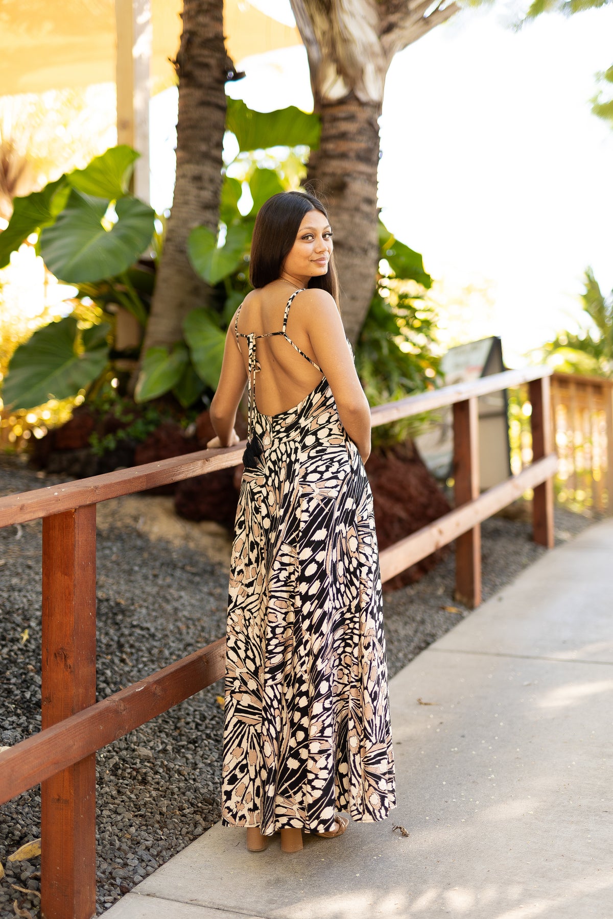sol maxi dress SOL SWIM Open Back Black Linen Maxi Dress