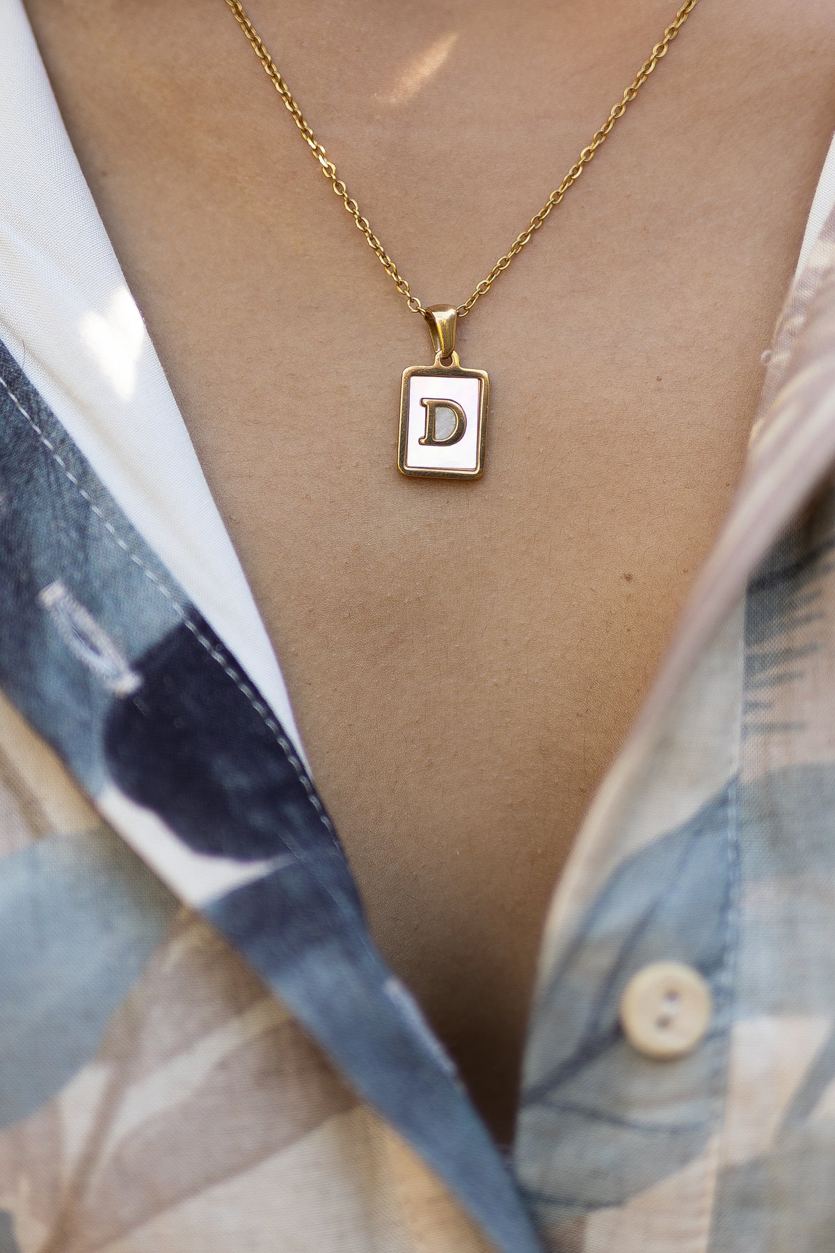 Gold Initial Pearl Necklace