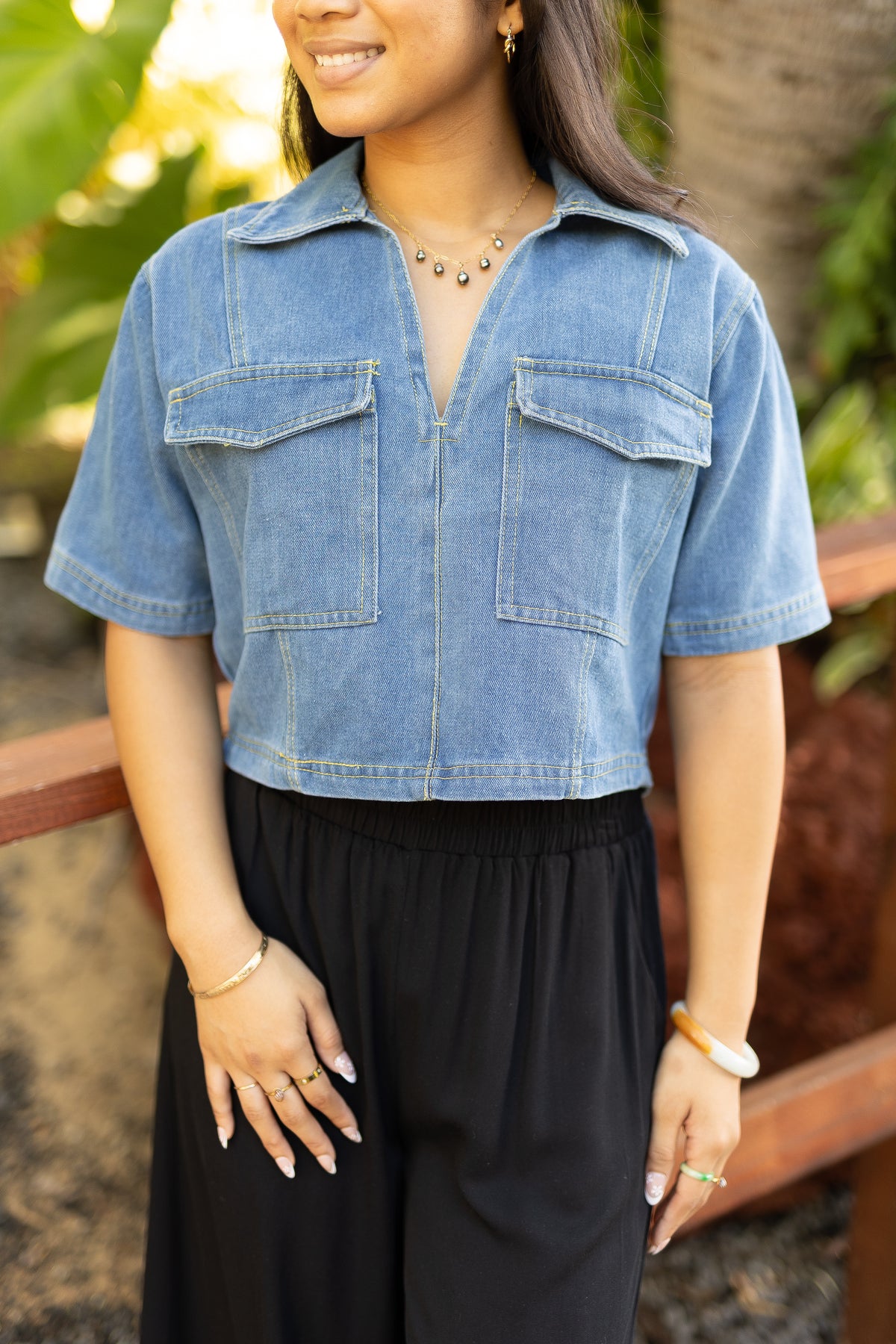 Denim Boxy Crop Top