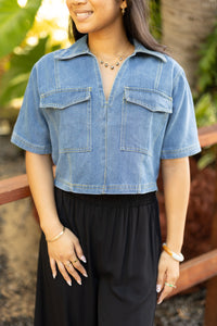 Denim Boxy Crop Top