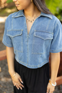 Denim Boxy Crop Top