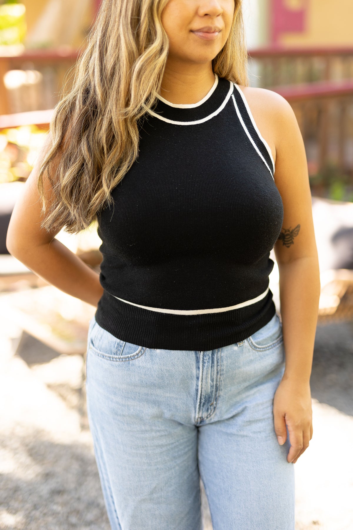 Contrast Trim Knit Tank