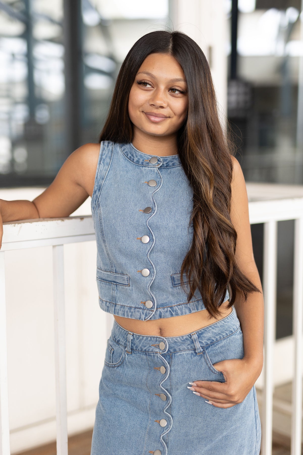 Carter Denim Cropped Vest