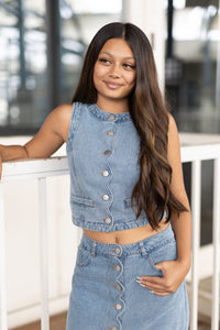 Carter Denim Cropped Vest