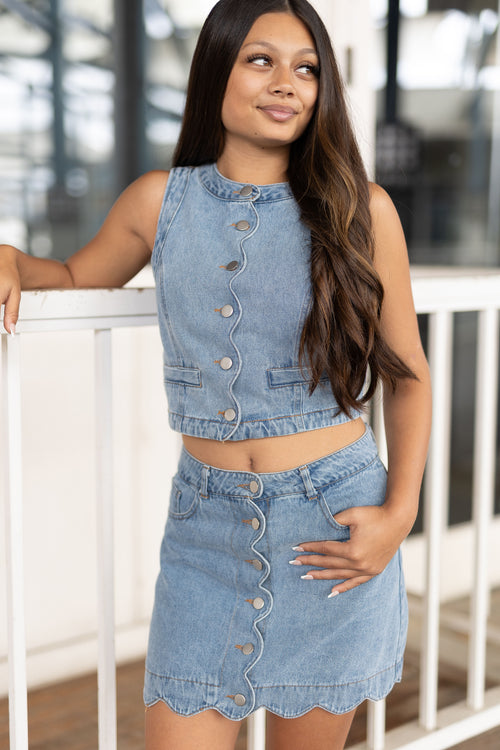 Carter Denim Cropped Vest