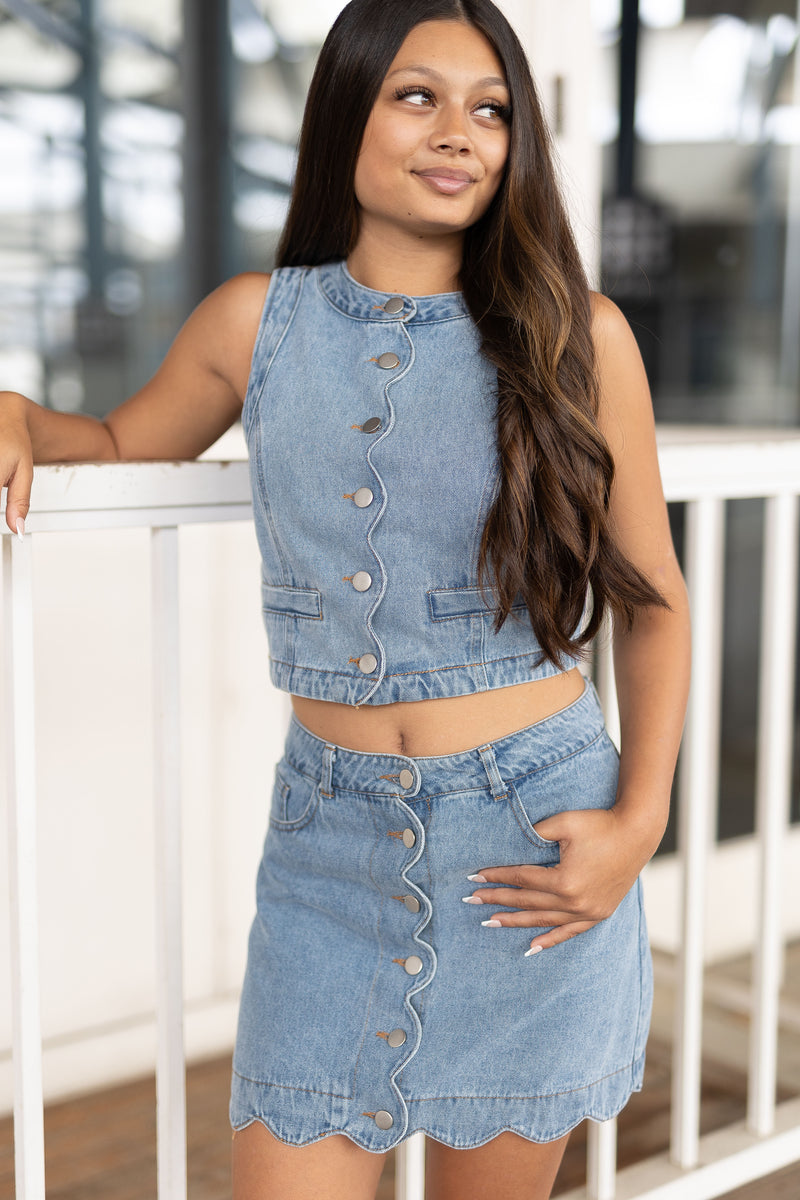 Carter Denim Cropped Vest