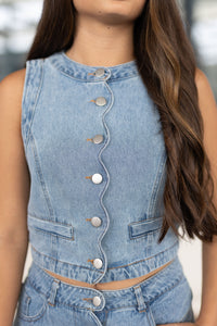 Carter Denim Cropped Vest